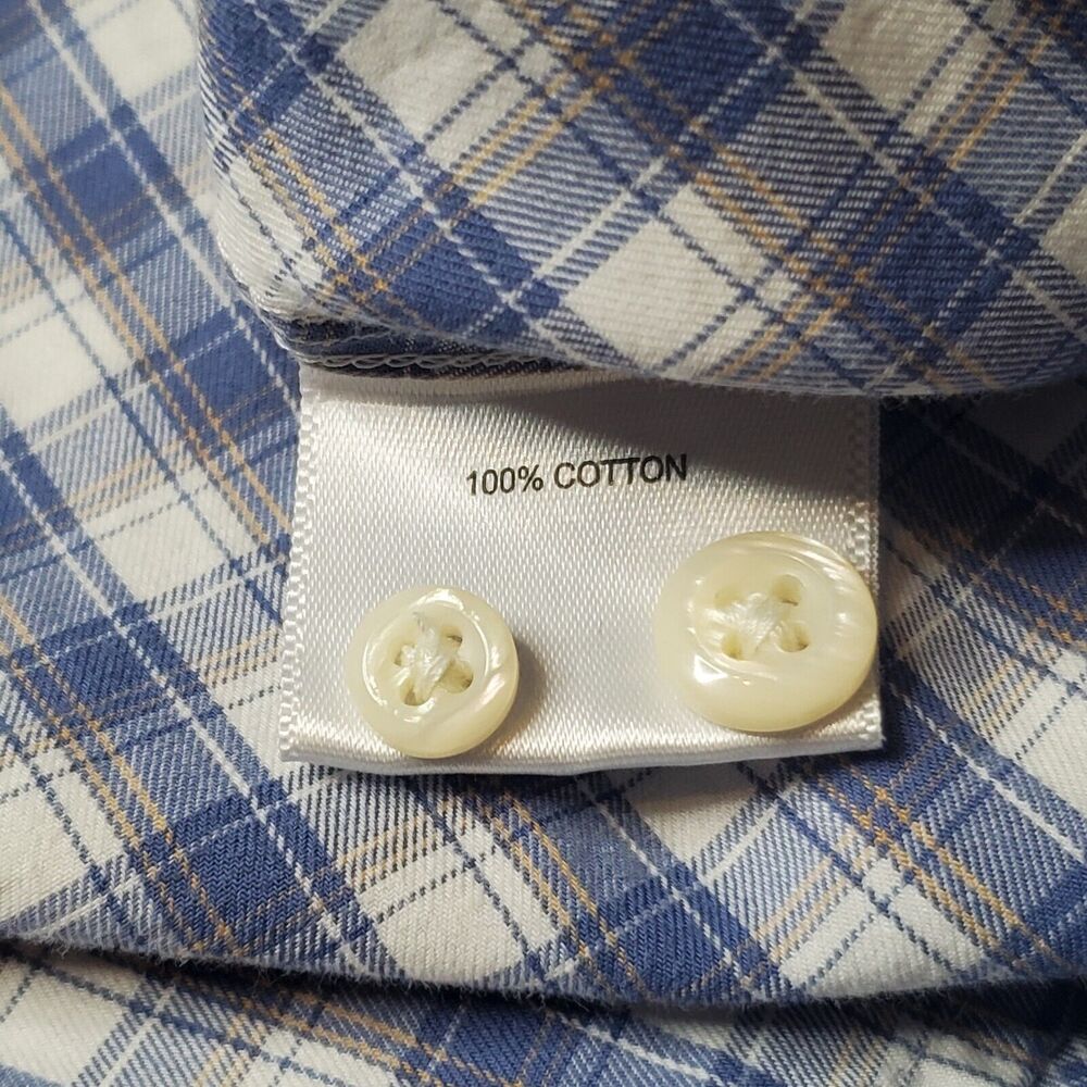 Peter Millar Men's Size XL Plaid Button Down Shirt Blue Plaid - Picture 5 of 7